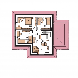 Mirror image | Floor plan of second floor - BUNGALOW 80